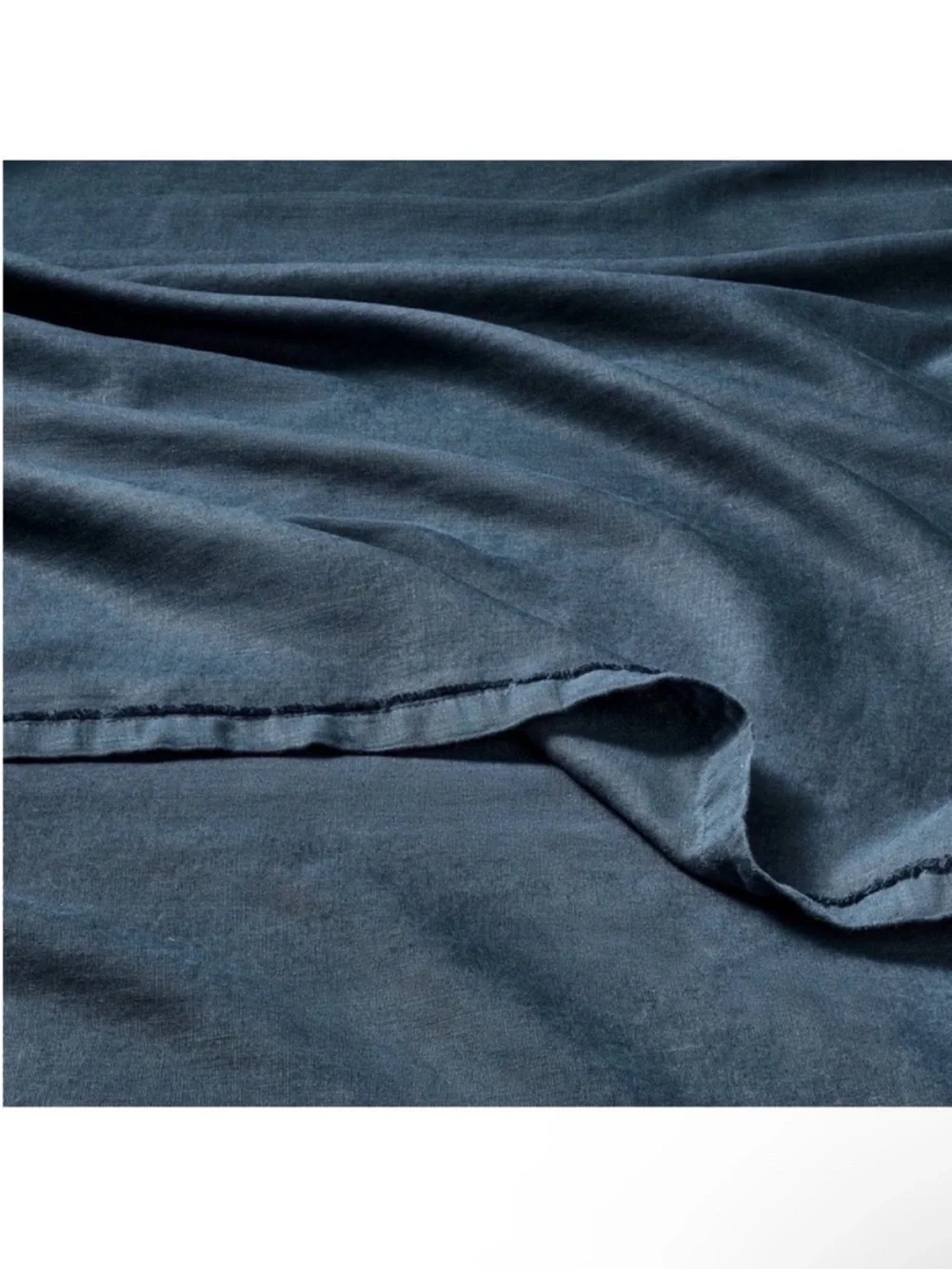 NWT California King 100% Linen Sheet Set Dark Mineral Blue - Casaluna